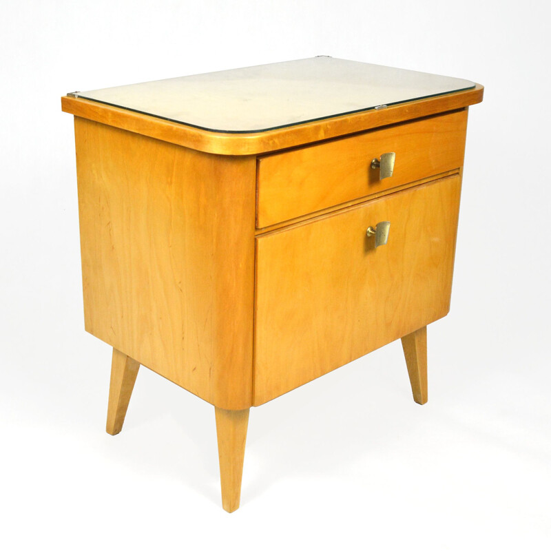 Vintage birch and beech bedside table, Germany, 1960s