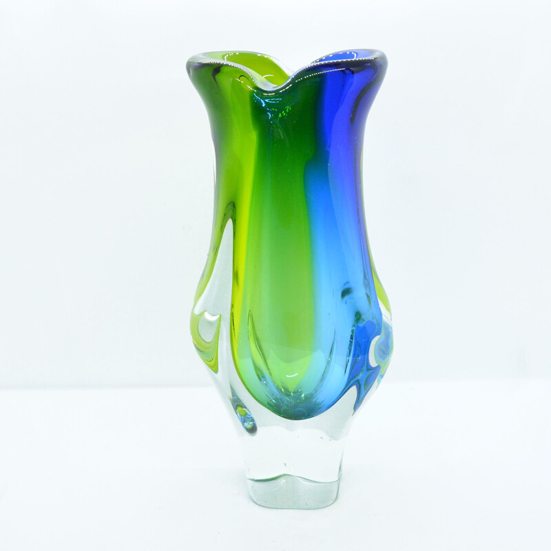 Vintage glass vase by J. Hospodka Chribska Sklarna, Czechoslovakia, 1960s