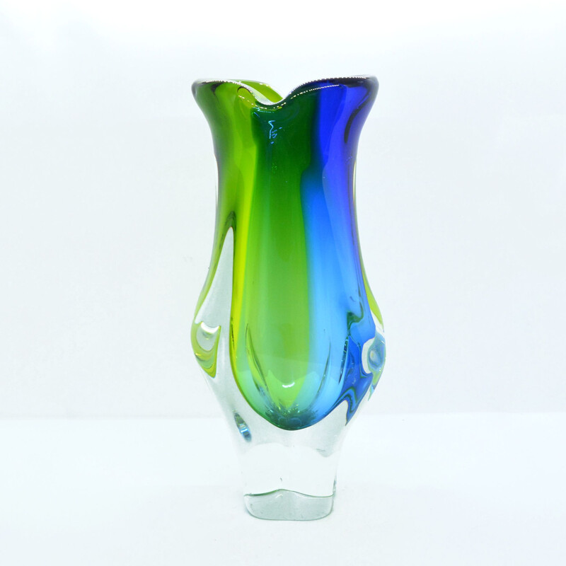 Vase en verre vintage de J. Hospodka Chribska Sklarna, Tchécoslovaquie, 1960