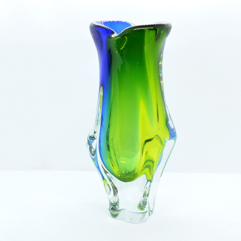 Vintage glass vase by J. Hospodka Chribska Sklarna, Czechoslovakia, 1960s