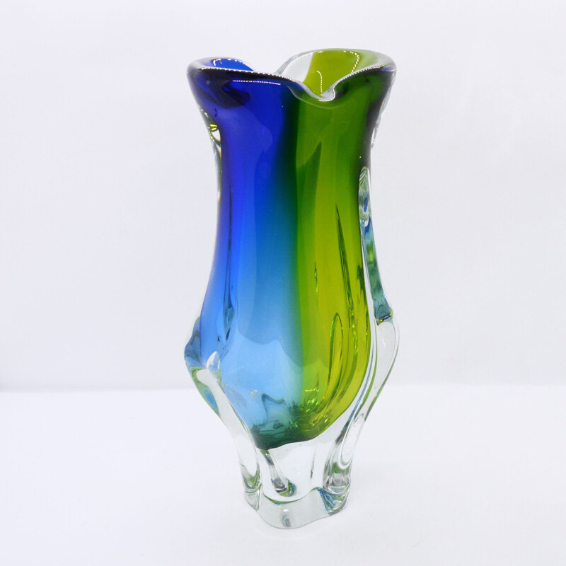 Vintage glass vase by J. Hospodka Chribska Sklarna, Czechoslovakia, 1960s