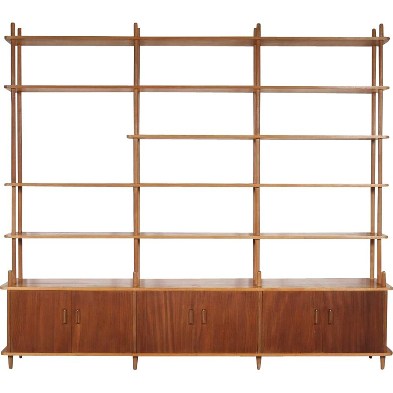 Vintage Large Dutch teak bookcase, 1950s