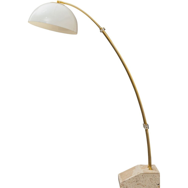 Lampe vintage en arc avec pied en marbre, 1960 