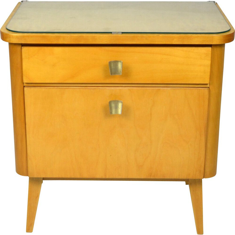 Vintage birch and beech bedside table, Germany, 1960s