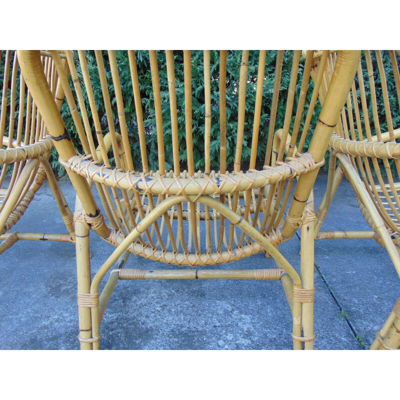 Vintage garden living room set in bamboo, 1970s