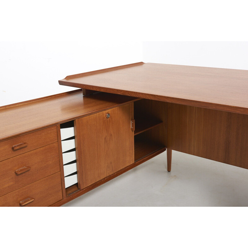 Vintage teak desk by Arne Vodder, 1950s