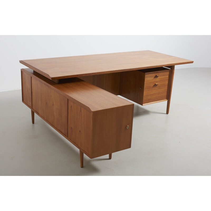 Vintage teak desk by Arne Vodder, 1950s