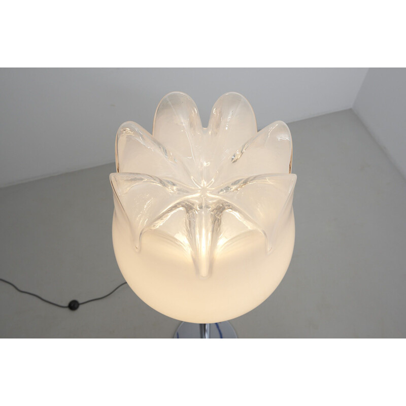 Vintage Tulip floor lamp in murano glass by Mazzega, 1970s