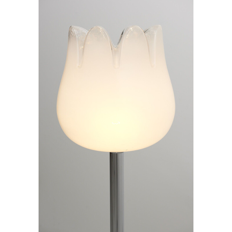 Vintage Tulip floor lamp in murano glass by Mazzega, 1970s