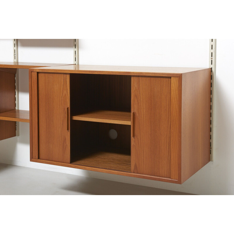 Vintage teak wall unit by Kai Kristiansen by FM, 1960s