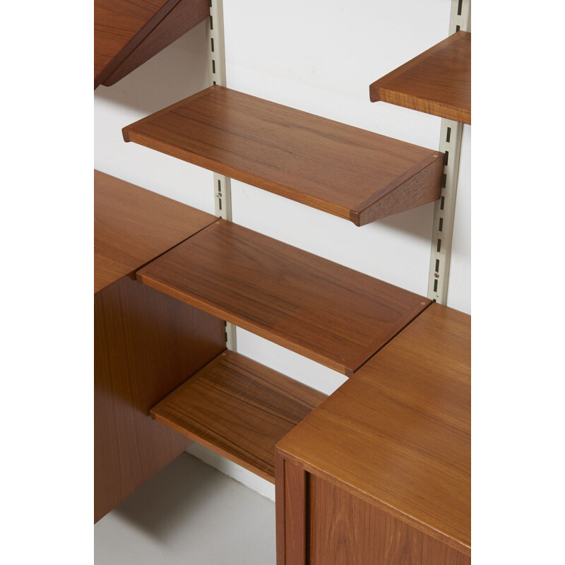 Vintage teak wall unit by Kai Kristiansen by FM, 1960s