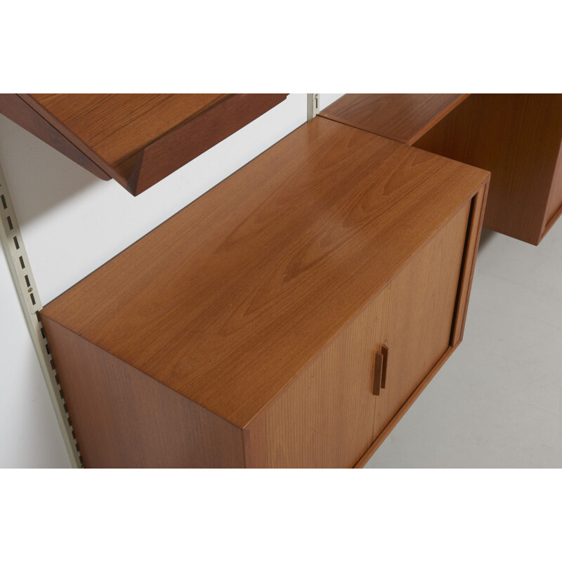 Vintage teak wall unit by Kai Kristiansen by FM, 1960s