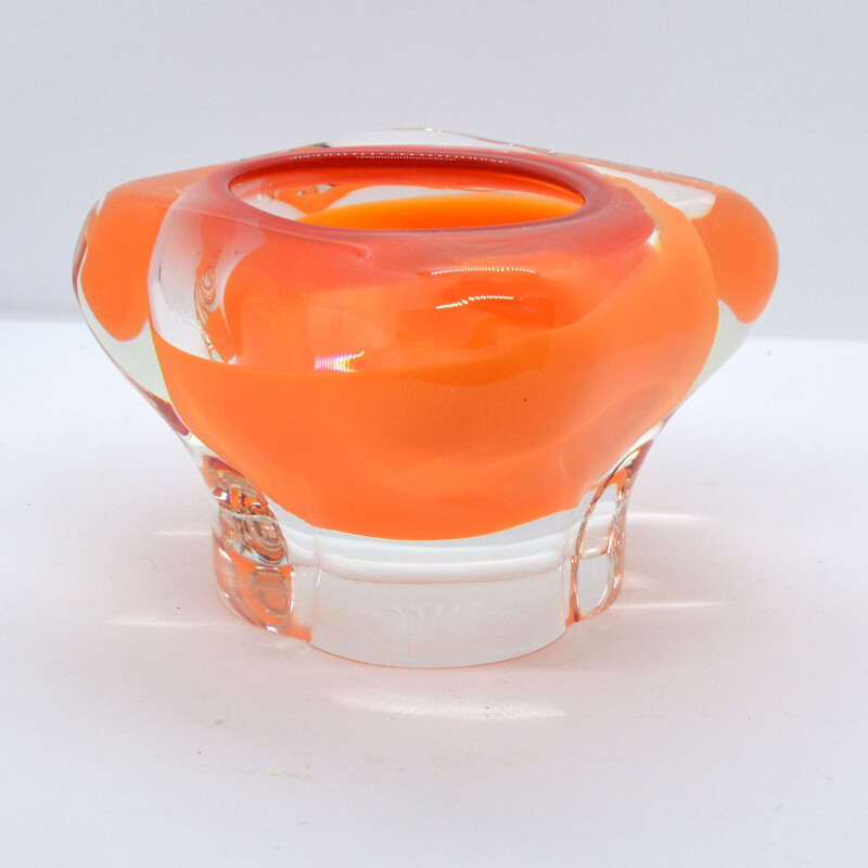 Vintage glass ashtray by Karel Wünsch for Skrdlovice Sklarna, Czechoslovakia 1960