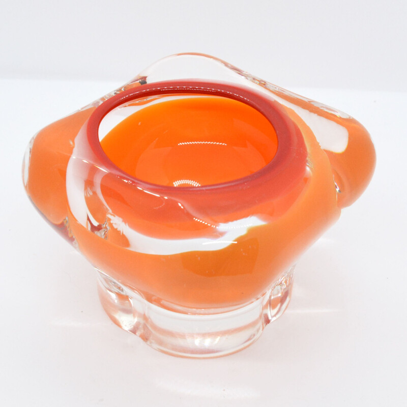 Vintage glass ashtray by Karel Wünsch for Skrdlovice Sklarna, Czechoslovakia 1960