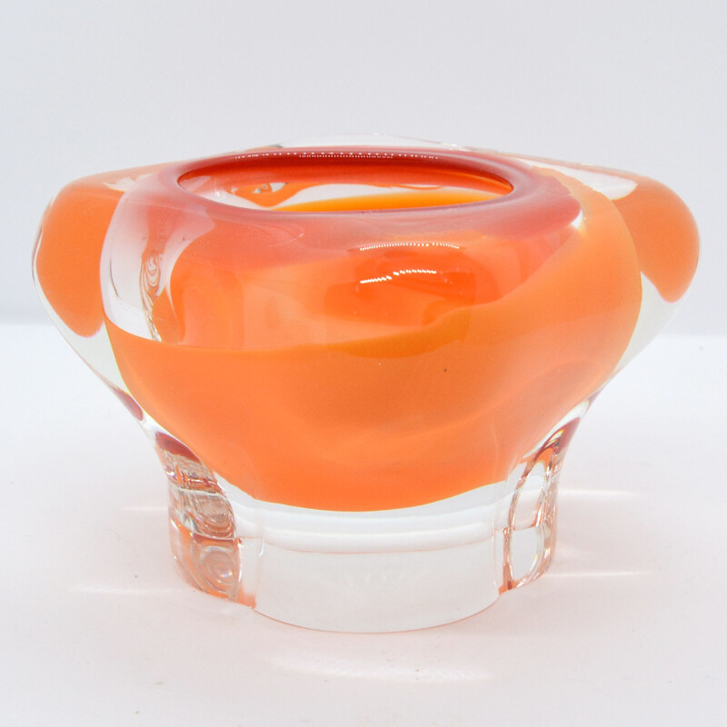 Vintage glass ashtray by Karel Wünsch for Skrdlovice Sklarna, Czechoslovakia 1960