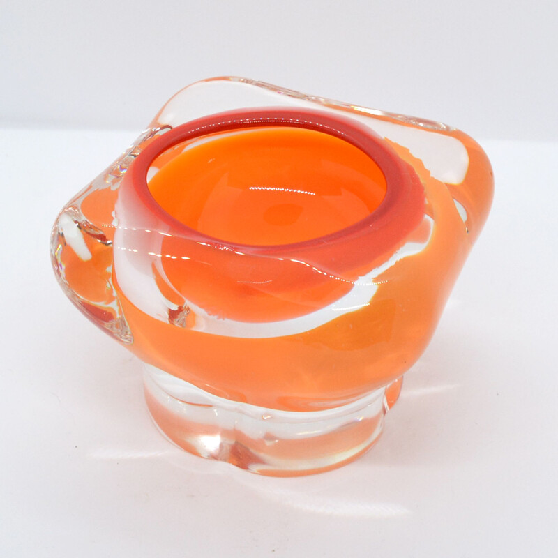 Vintage glass ashtray by Karel Wünsch for Skrdlovice Sklarna, Czechoslovakia 1960