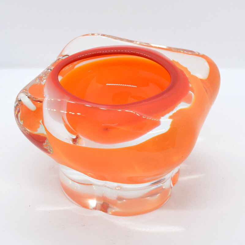 Vintage glass ashtray by Karel Wünsch for Skrdlovice Sklarna, Czechoslovakia 1960