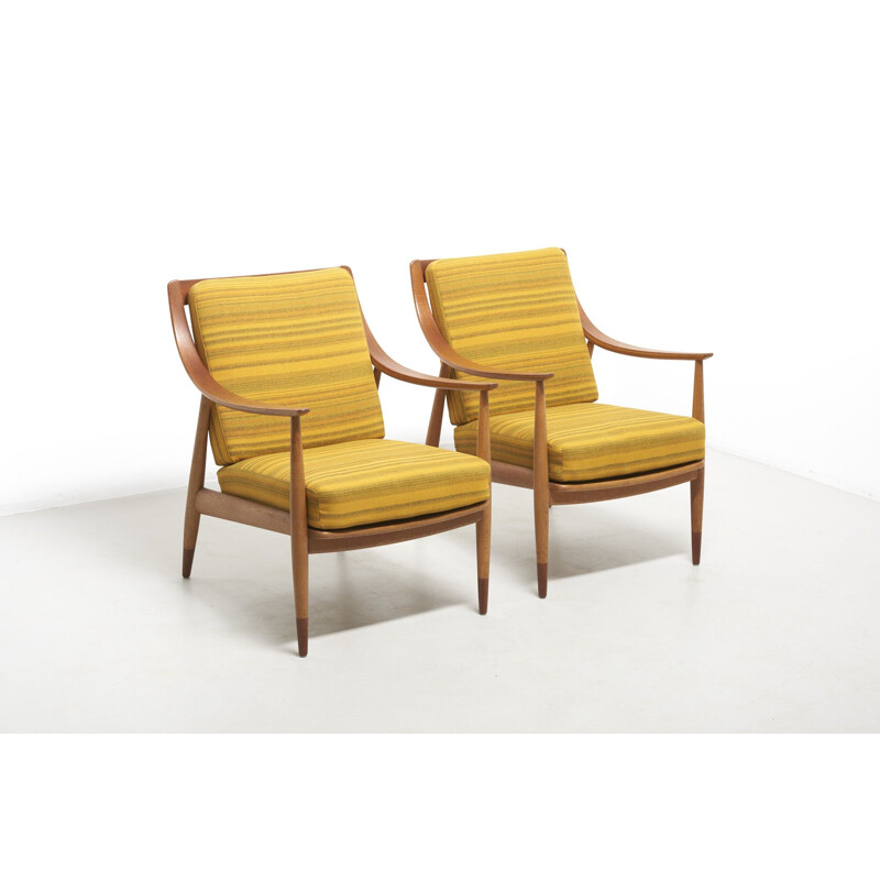 Pareja de sillones vintage FD 144 de Peter Hvidt y Orla Mølgaard-Nielsen, Francia 1953