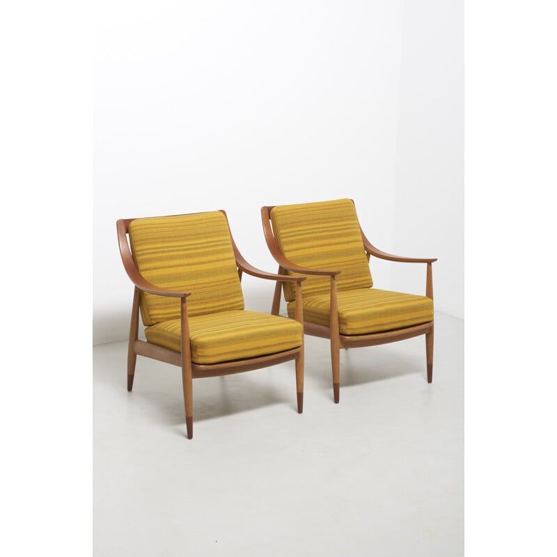 Paire de fauteuils vintage FD 144 par Peter Hvidt et Orla Mølgaard-Nielsen, France 1953