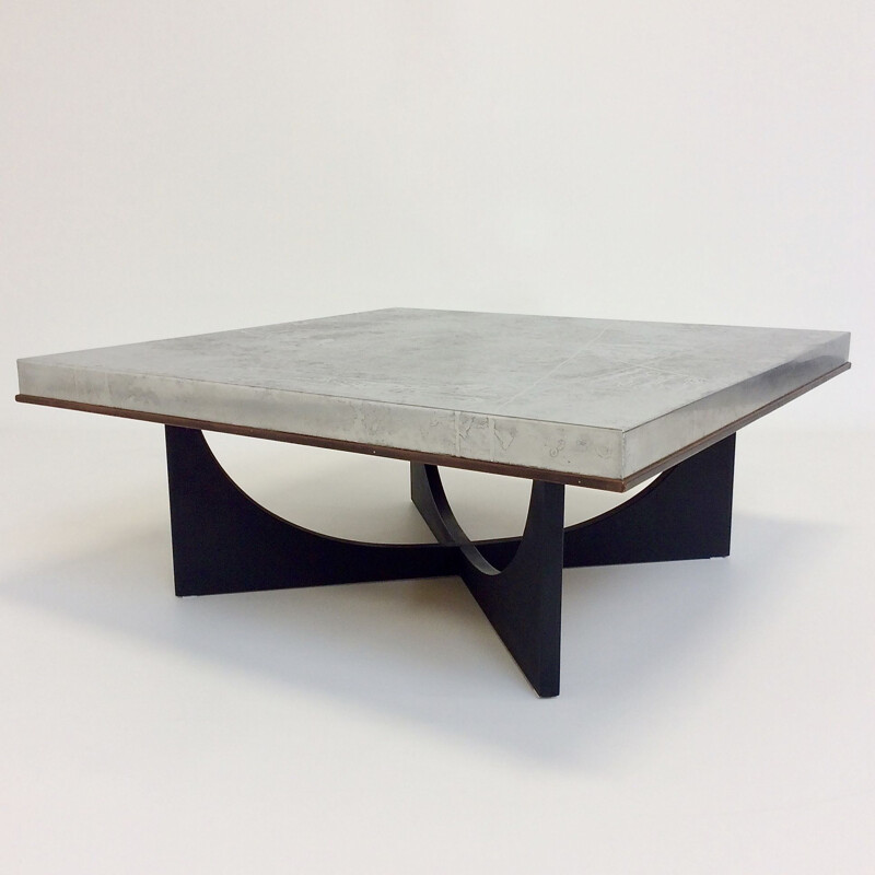 Vintage coffee table in wood and aluminium by Heinz Lilianthal, 1960s