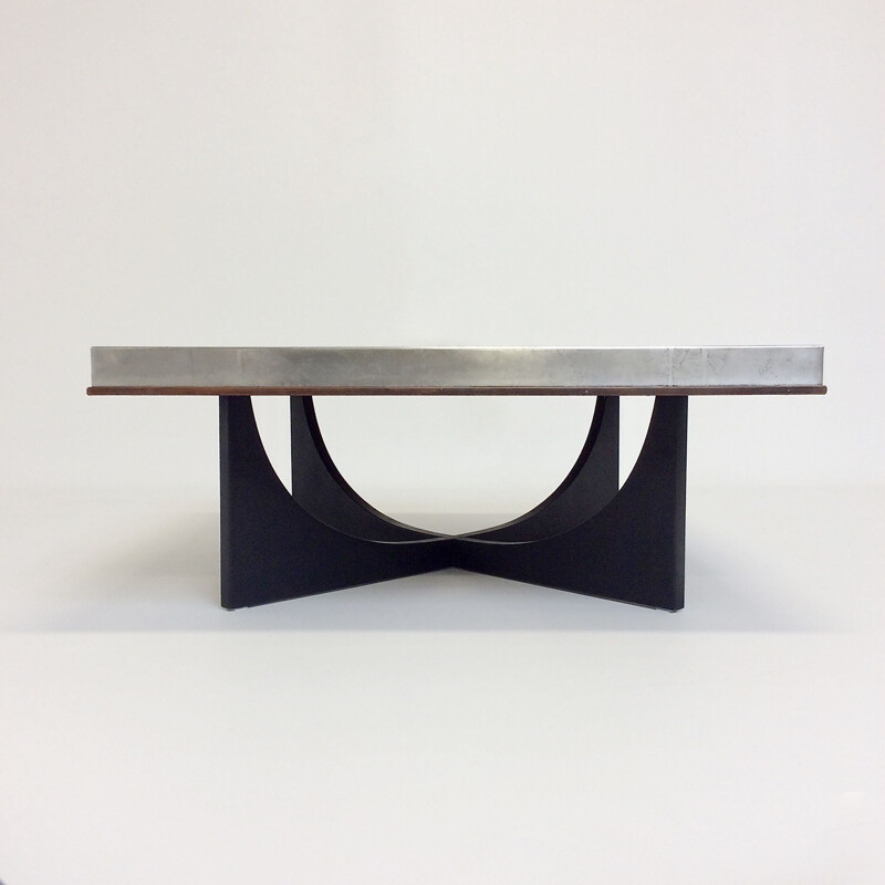 Table basse vintage en bois et aluminium par Heinz Lilianthal, 1960