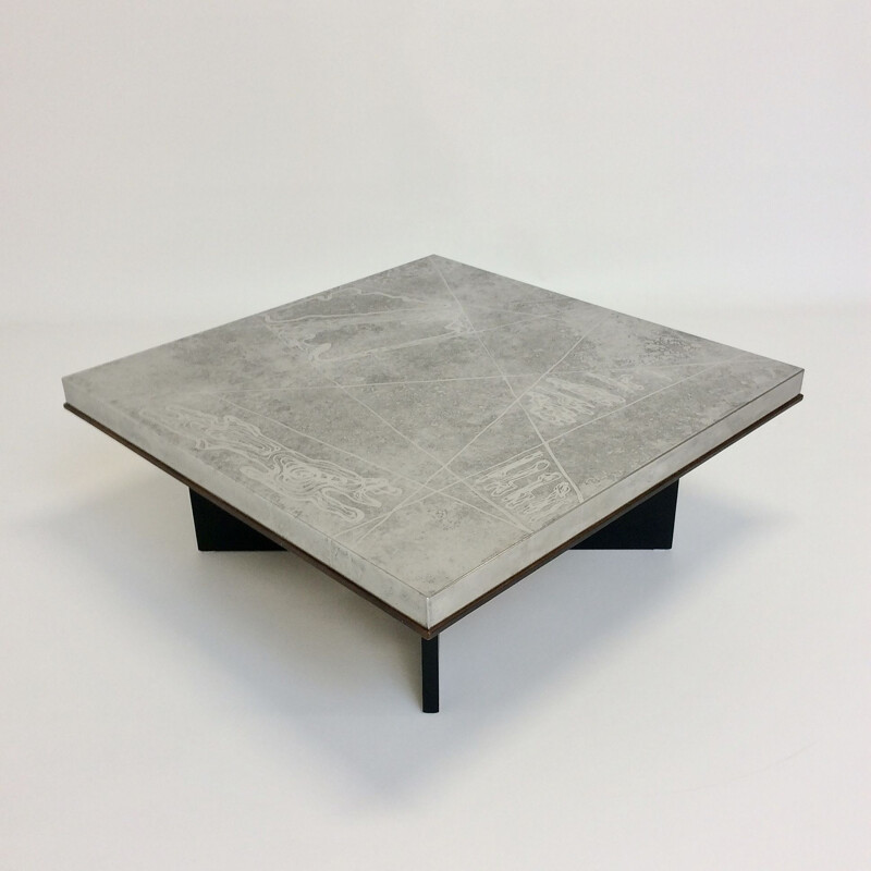 Table basse vintage en bois et aluminium par Heinz Lilianthal, 1960