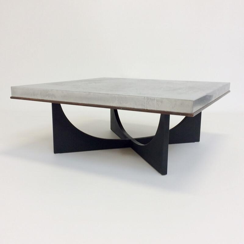Table basse vintage en bois et aluminium par Heinz Lilianthal, 1960