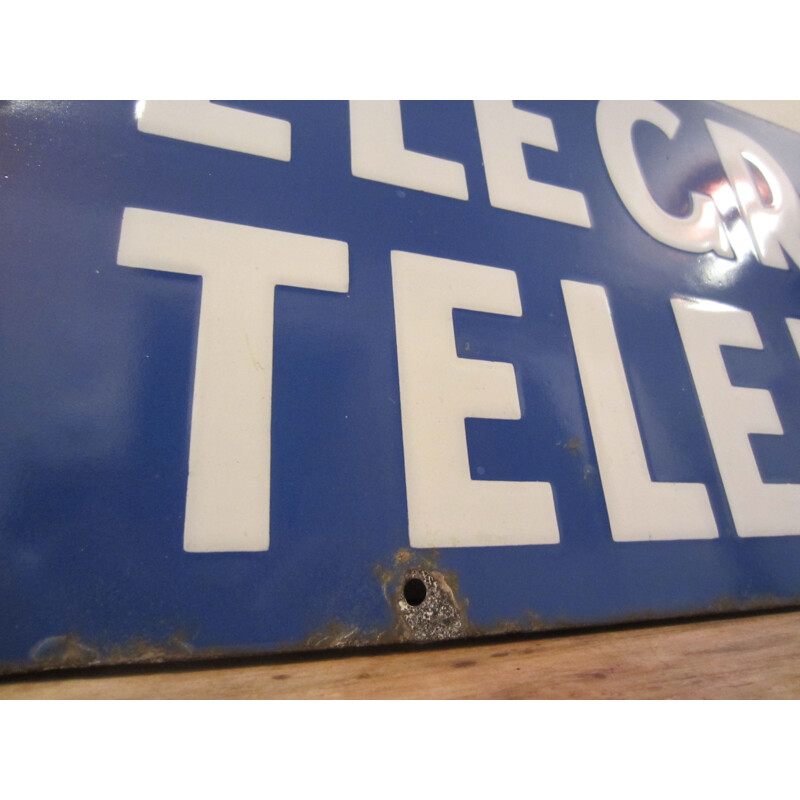 Vintage enamelled plate telephone and telegraph, Sweden