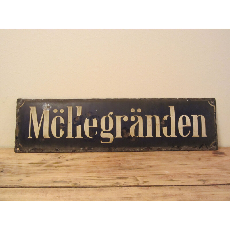 Vintage enamelled plaque, Sweden