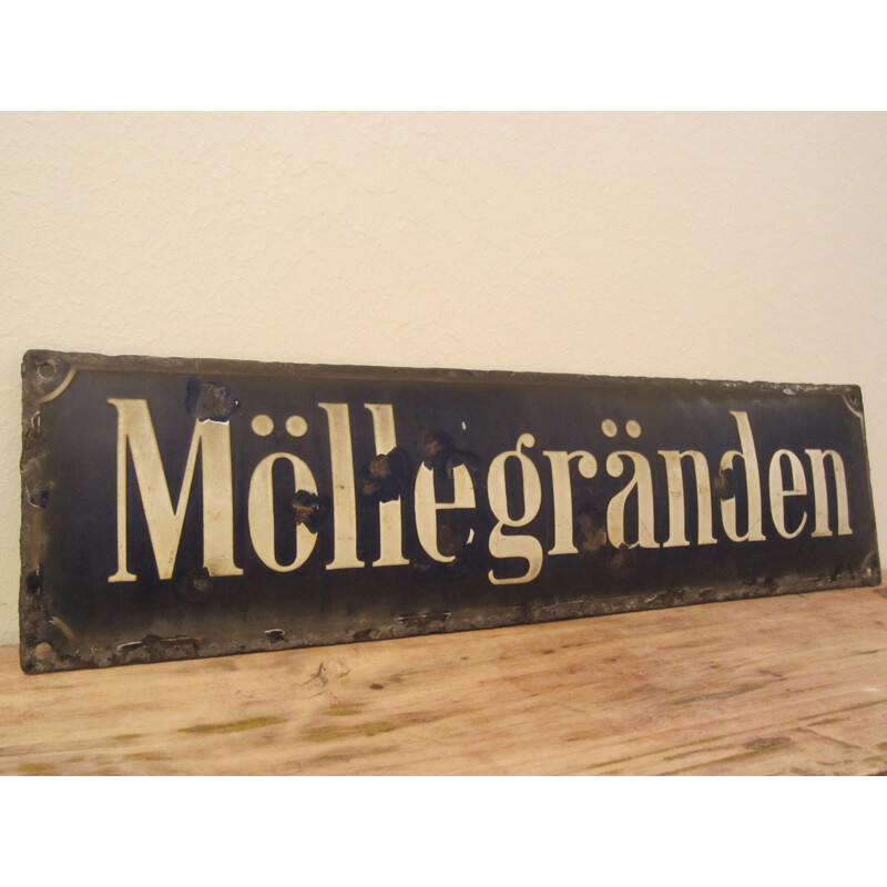 Vintage enamelled plaque, Sweden