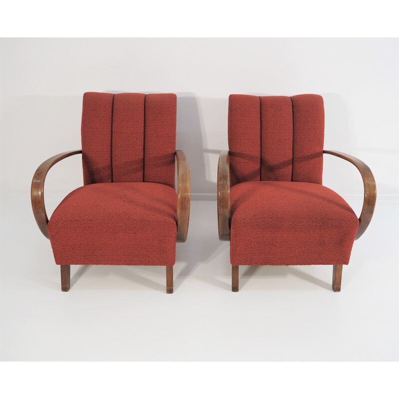 Ensemble de 2 fauteuils vintage par Jindřich Halabala, 1950