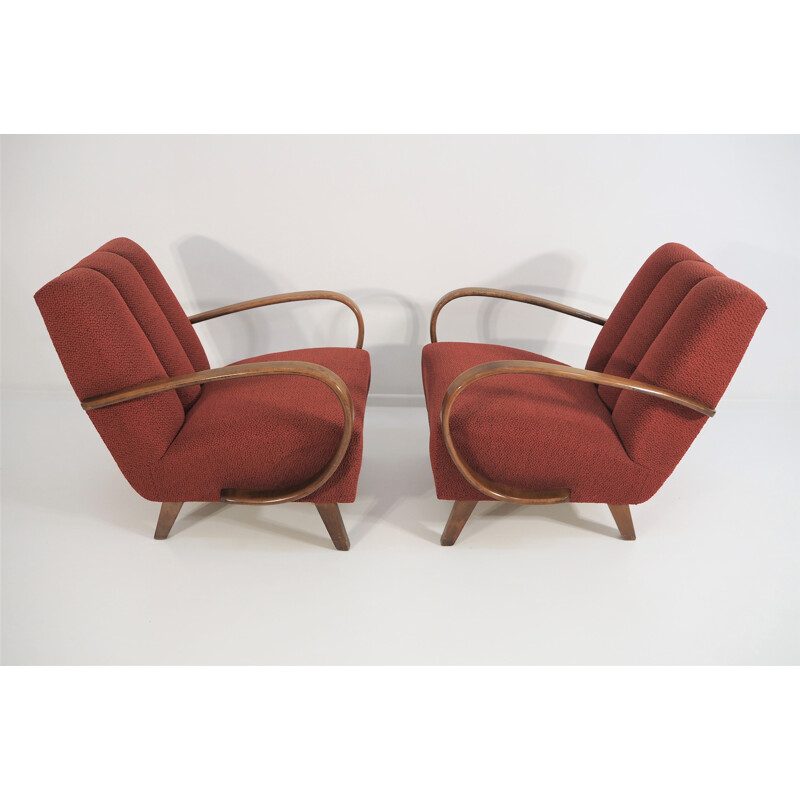 Set of 2 vintage armchairs by Jindřich Halabala, 1950s