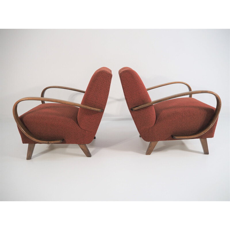 Ensemble de 2 fauteuils vintage par Jindřich Halabala, 1950