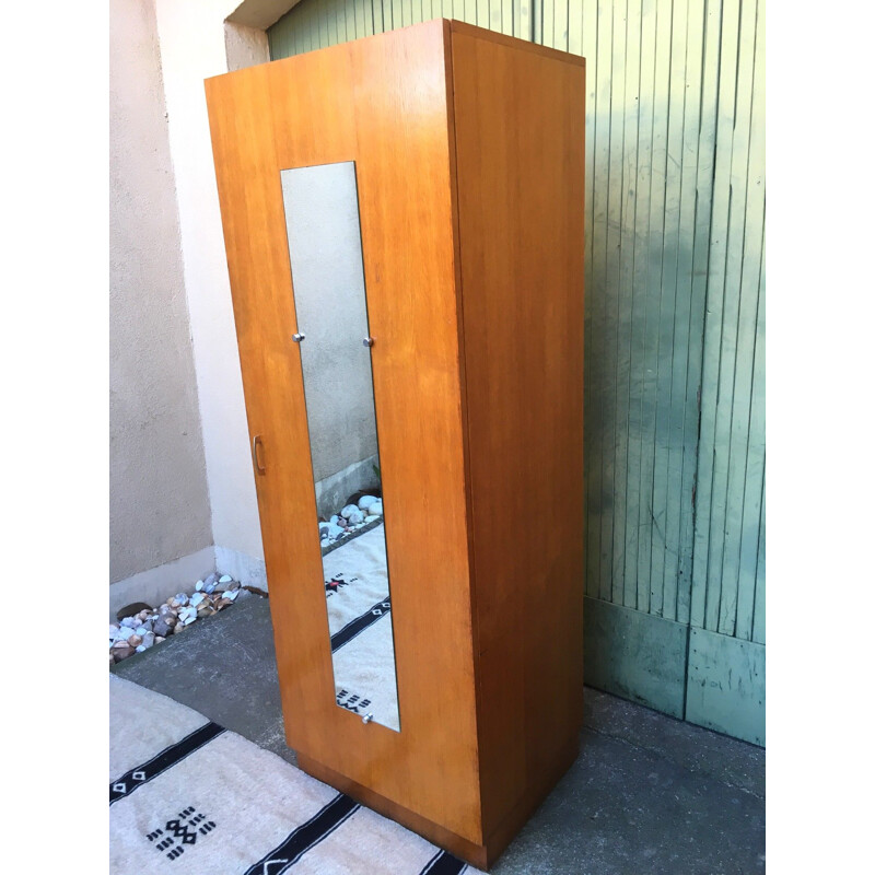 Vintage golden oak cabinet, 1960s