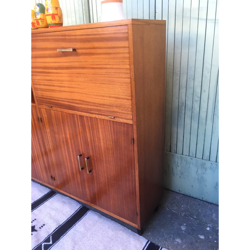 Vintage teak and steel buffet, 1950s