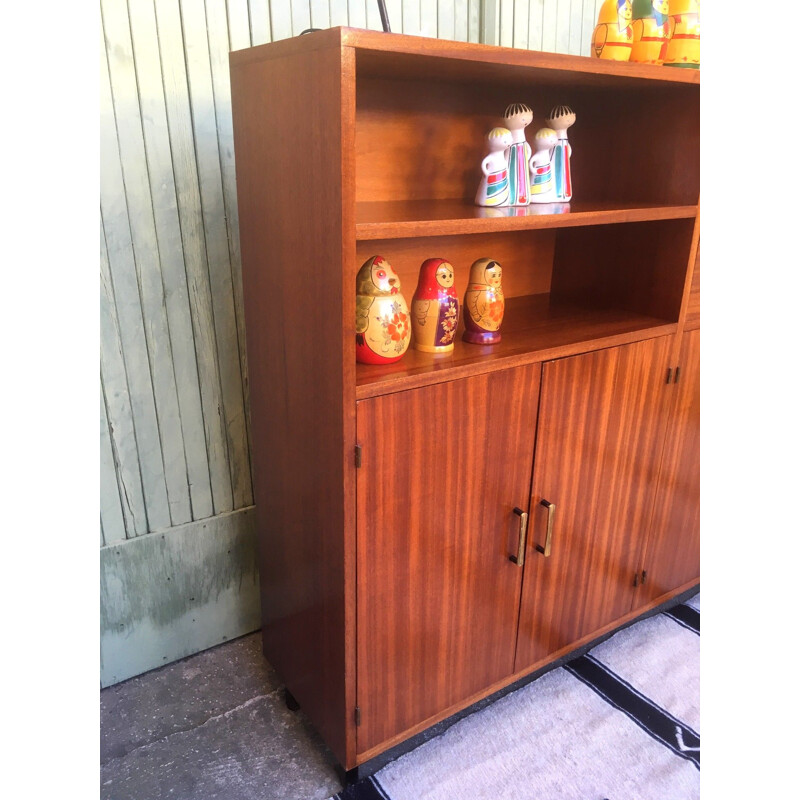 Vintage teak and steel buffet, 1950s