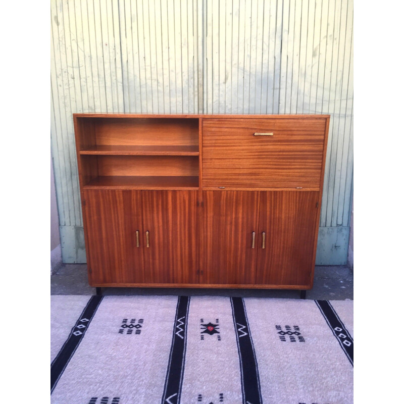 Vintage teak and steel buffet, 1950s