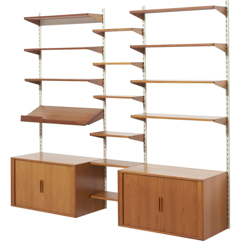 Vintage teak wall unit by Kai Kristiansen by FM, 1960s