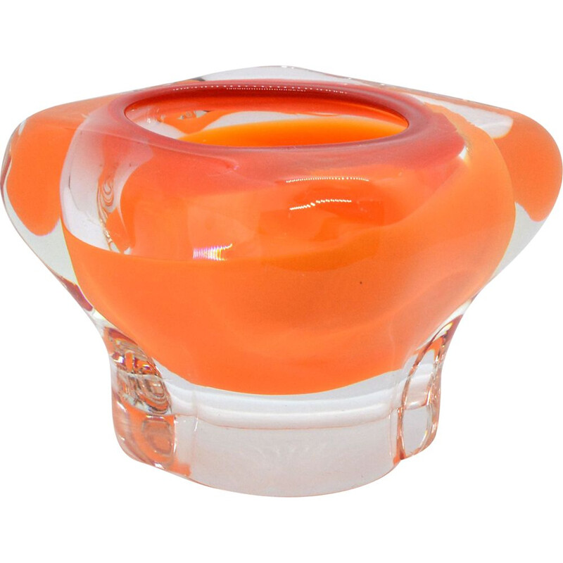 Vintage glass ashtray by Karel Wünsch for Skrdlovice Sklarna, Czechoslovakia 1960