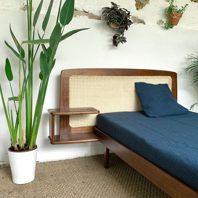 Vintage cane bed by Roger Landault, 1960s