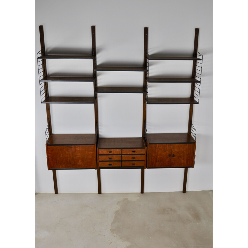 Vintage wooden wall unit, Italy, 1960s