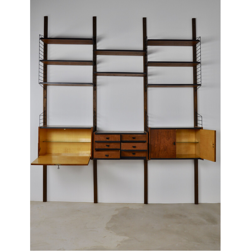 Vintage wooden wall unit, Italy, 1960s