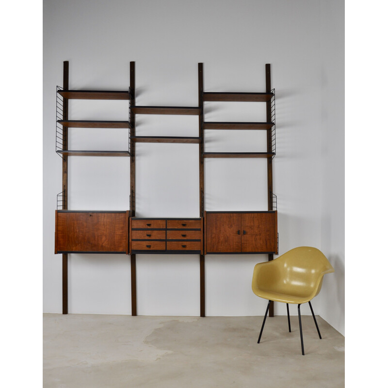 Vintage wooden wall unit, Italy, 1960s