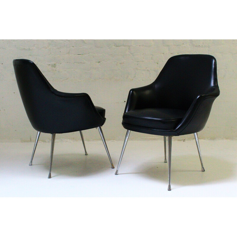 Pair of vintage black armchairs Italy, 1970s