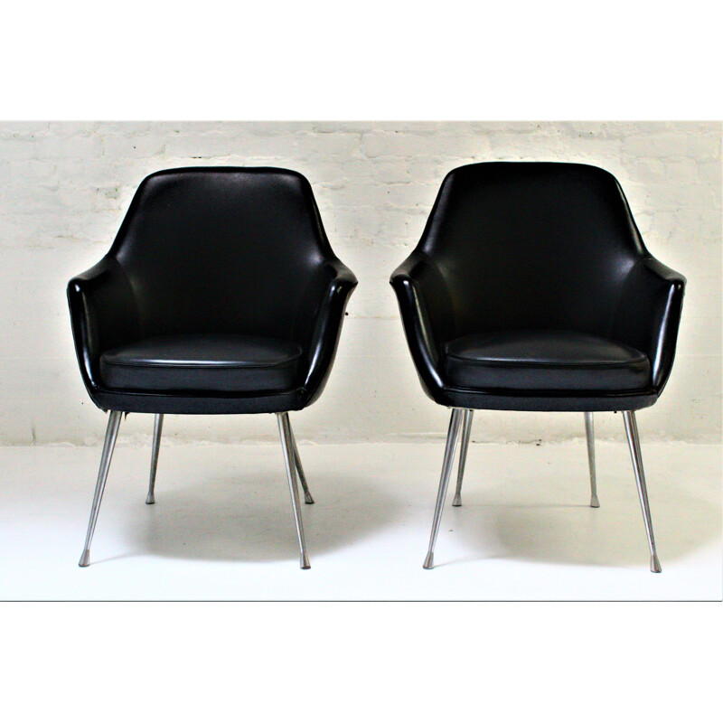 Paire de fauteuils noirs vintage Italie, 1970