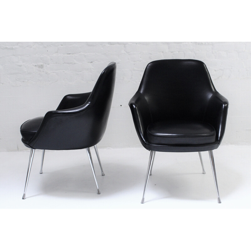 Pair of vintage black armchairs Italy, 1970s