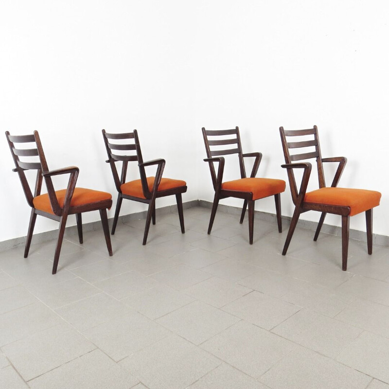 Set of 4 vintage dining chairs by Jitona, Czechoslovakia, 1950s