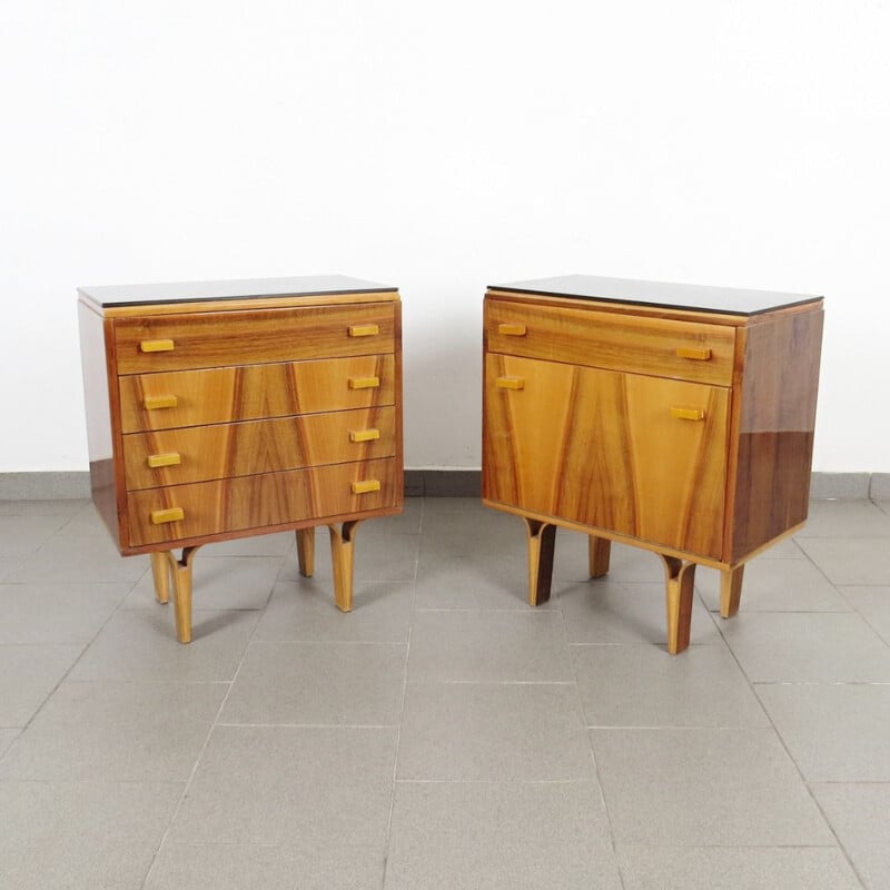 Set of 2 vintage bedside tables, Czechoslovakia, 1960s