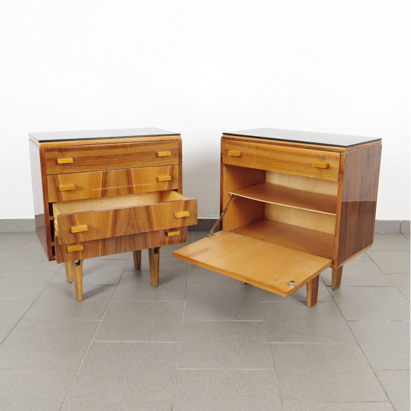 Set of 2 vintage bedside tables, Czechoslovakia, 1960s