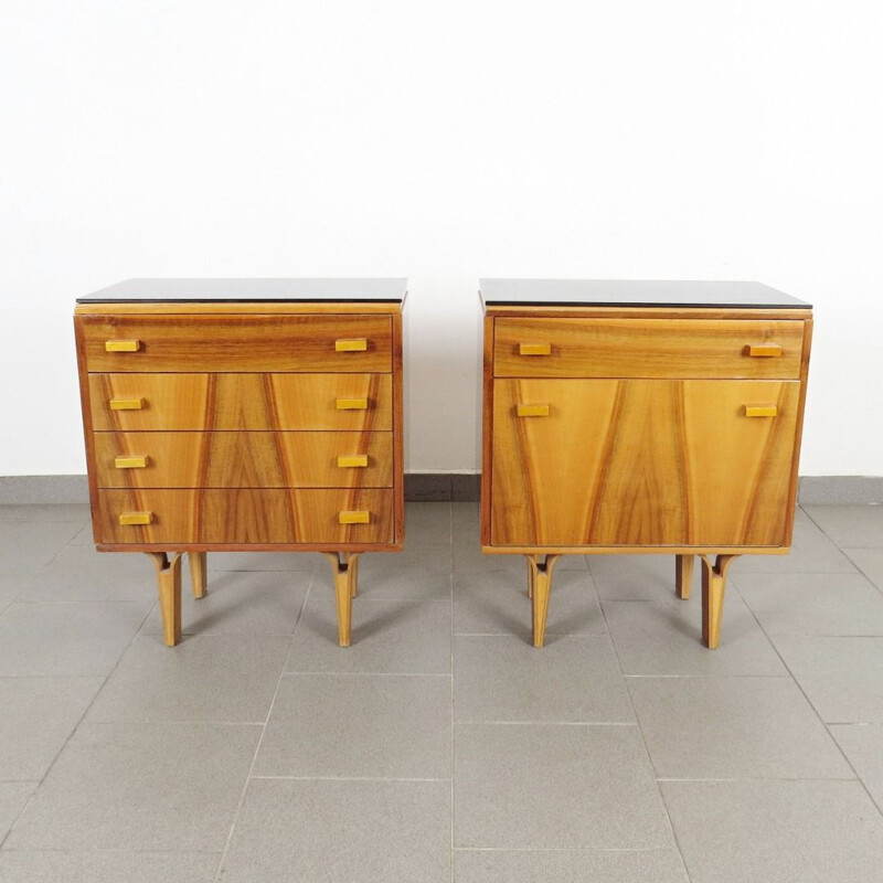 Set of 2 vintage bedside tables, Czechoslovakia, 1960s